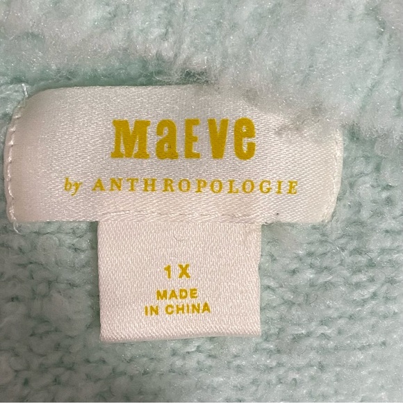 Maeve by Anthropologie women plush fuzzy green sweater. Size X1. Used. - Picture 5 of 7
